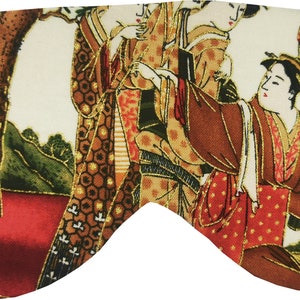 MAKONIA Schlafbrille Verschiedene Motive Baumwolle Seide Handmade Geisha Tanuki Welle Kranich Daruma japanische Muster Bild 4