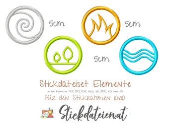 Stickdatei Elemente, Stickdateiset, Maschinensticken, Stickdatei Paket, Elementestickerei, Sofortdownload, digitale Stickvorlage Elemente