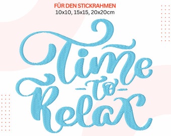 Stickdatei Yoga, Stickmuster Relax, Stickdatei Schrift Yoga, Datei für Maschinensticken, Stickdatei in 3 Größen, Stickdatei für Wellness