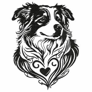 Australian Shepherd Stickdatei, Hütehund Stickmuster, Hund Stickdesign in 3 Größen, Rassehund Stickerei, Aussie Stickvorlage