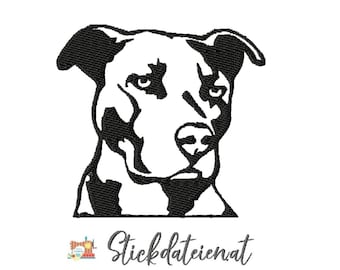 Stickdatei American Stafford, Stickdatei 10x10, Hunderassen Stickdatei, Hundefreunde Stickdatei, Maschinensticken, Sofortdownload