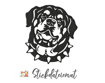 Stickdatei Rottweilerkopf, Rottweiler Stickdatei in 2 Größen, Stickdatei Hunderassen, Maschinensticken, Sofortdownload