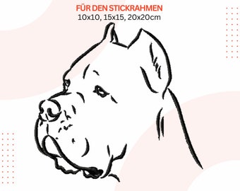 Cane Corso Stickdatei, Cane Corso Stickmuster, Hunde Stickdesign in 3 Größen, Cane Corso Kopf Stickmotiv, Rassehund Stickerei