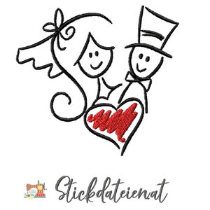 Brautpaar Stickdatei, Hochzeit Stickdatei, Stickdatei Liebe, heiraten, Stickdatei 10x10, Verlobung Stickmuster, Maschinensticken