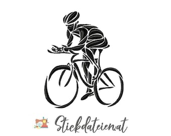 Radrennfahrer Stickdatei, Fahrradfahrer Stickmuster, Sportliche Stickerei, Maschinensticken, Sofortdownload, Sportliches Stickdesign