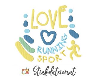 Runningsport Stickdatei, Laufen Stickdatei, Triathlon, Stickdatei für Sport, Stickdatei in 3 Größen, Maschinensticken, moderne Stickdatei