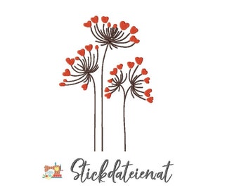 Stickdatei mit Blumen und Herzen, Liebesstickdatei, Stickdatei Liebeserklärung, digitale Stickdatei mit Blumen, Maschinensticken