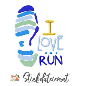 Embroidery file running, I Love Run embroidery file, digital embroidery template for sports fans, machine embroidery, instant download, embroidery file 10x10