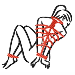 Shibari embroidery design, sensual rope pattern embroidery design, digital embroidery file for embroidery machine, artistic line art, instant download