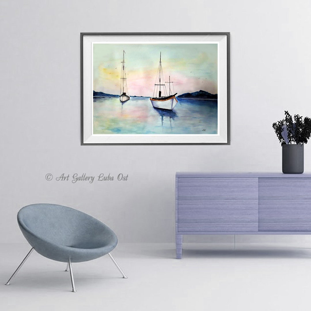 Sailboat Watercolor Painting Print Sailboats Art Print - Etsy