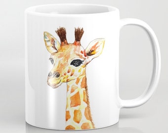 Giraffe Mug Watercolor - Tea Mug - Art Print - Nice Gift - Coffee Mug - Watercolor Mug Art - Giraffe Cup Art - Printed Mug - Ceramic Mug