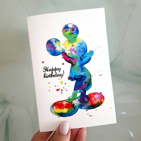 Carte Joyeux Anniversaire Carte De Vœux Mickey Mouse Carte Etsy