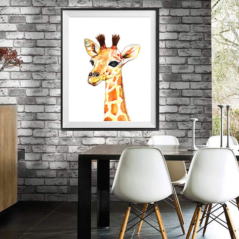 Baby Giraffe watercolor painting print Giraffe art print Animal art Giraffe print Animal watercolor Animal portrait Nursery art image 3