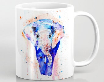 Elephant Mug Watercolor -  Mug - Art Print - Nice Gift - Coffee Mug - Animal Mug Tea - Watercolor Elephant - Printed Mug - Ceramic Mug