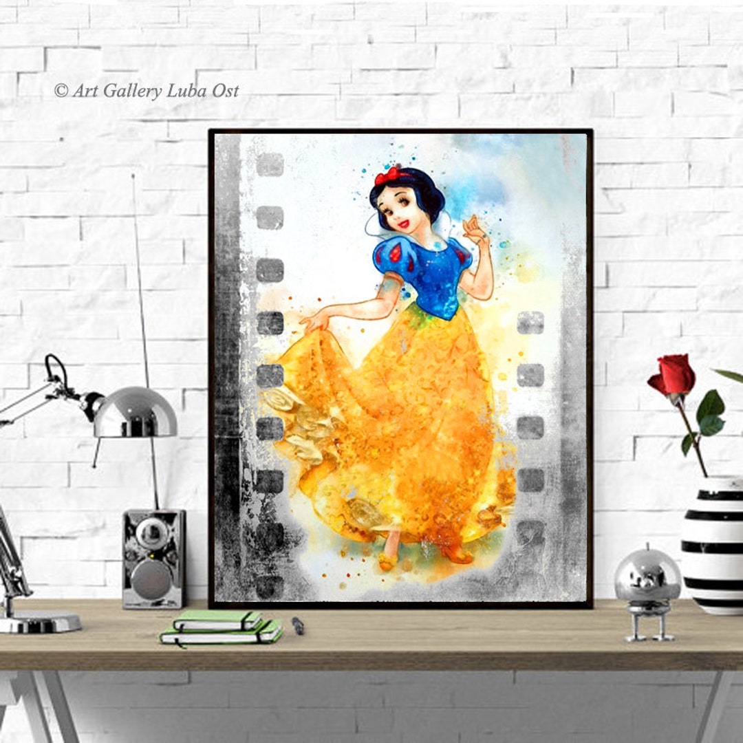 Snow White Colorful Watercolor Art Print Disney Art Print Nursery Snow