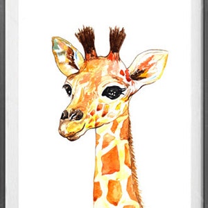 Baby Giraffe watercolor painting print Giraffe art print Animal art Giraffe print Animal watercolor Animal portrait Nursery art image 2