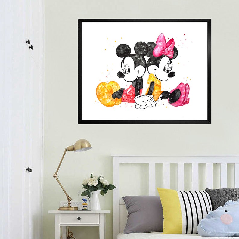 Mickey and Minnie Mouse Watercolor Print Mickey and Minnie - Etsy
