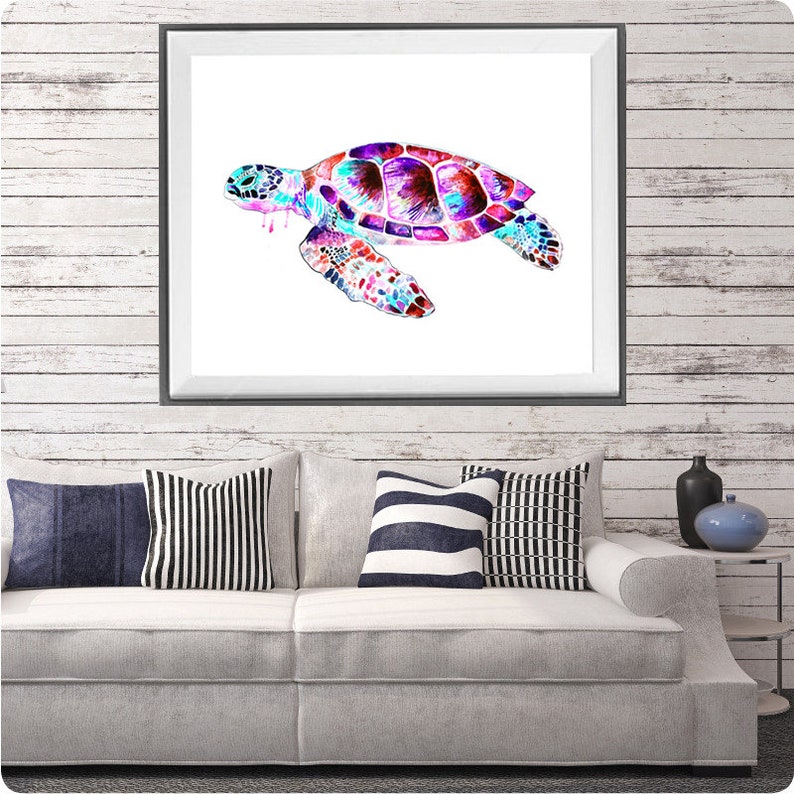 Turtle Art Print Turtle Watercolor Painting Purple Turtle - Etsy