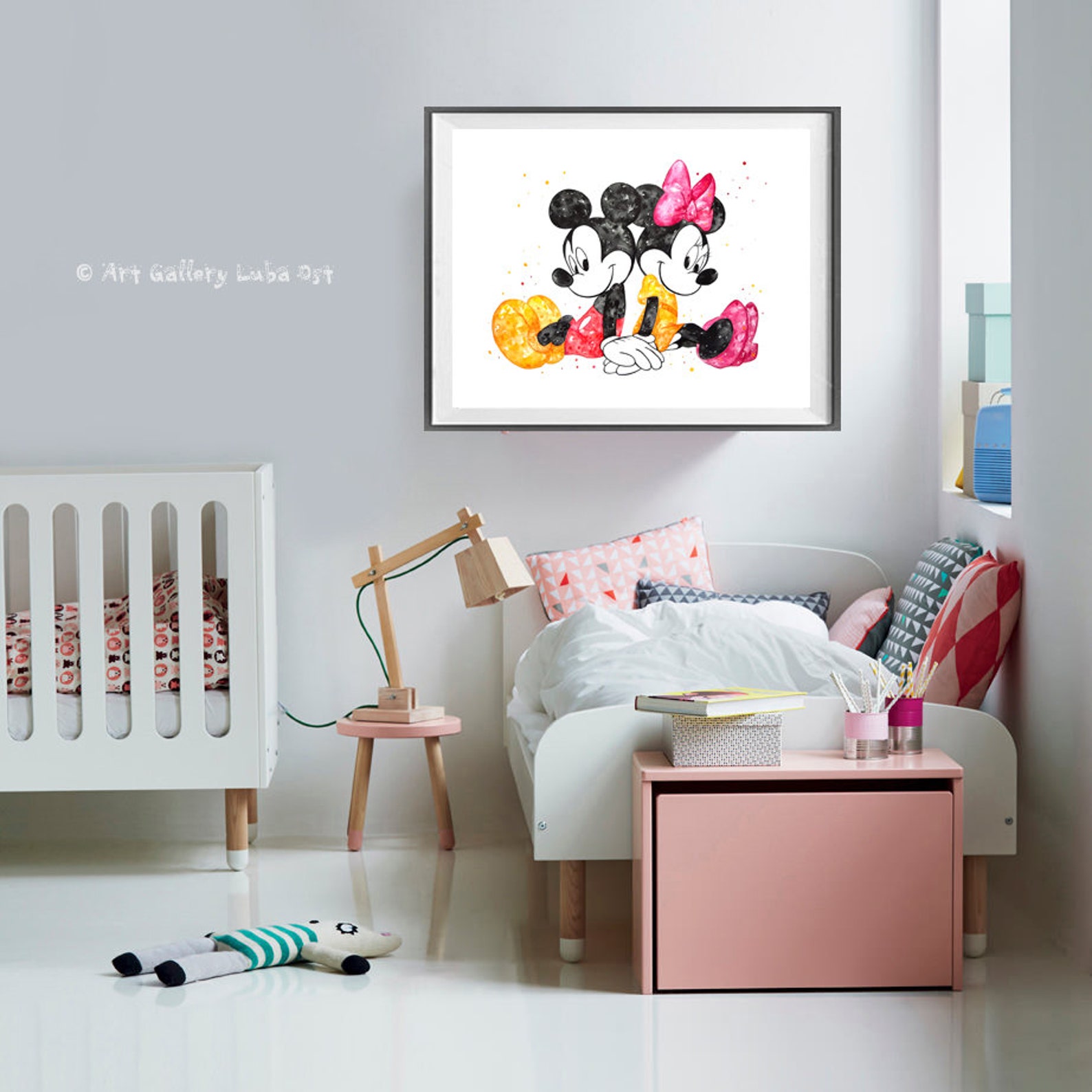 Mickey and Minnie Mouse Watercolor Print Mickey and Minnie | Etsy