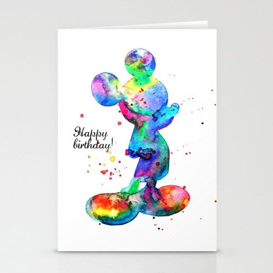 Carte Joyeux Anniversaire Carte De Vœux Mickey Mouse Carte Etsy France