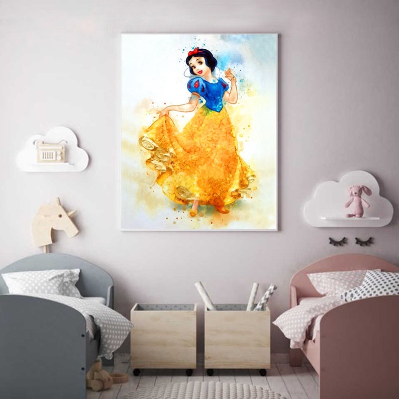 Snow White Colorful Watercolor art print baby wall art Disney Art Print Snow White watercolor art print Nursery Snow White Art