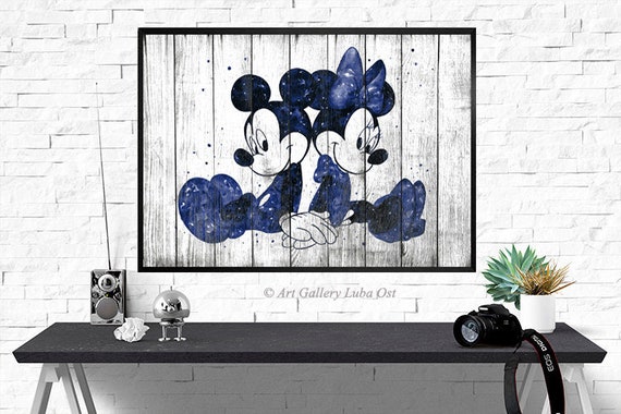 Mickie Mouse and Minnie Mouse Watercolor Print Mickey Art - Etsy