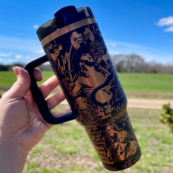 Warren Zeider s Engraved 40 oz Stainless Steel Tumbler: Bold Silhouette Design, Durable Construction, Perfect Gift for Country Music Fans