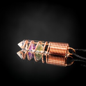 Moldavite Orgone Pendant, Powerful combination for third eye stimulation - powerful orgonite Necklace: herkimer, Amethyst, Black Tourmaline