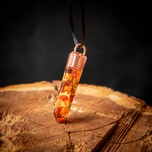 Baltic Amber Copper Orgonite pendant with 24k gold Flakes -  Holistic Healing Spiritually Infused Gemstone Jewelry