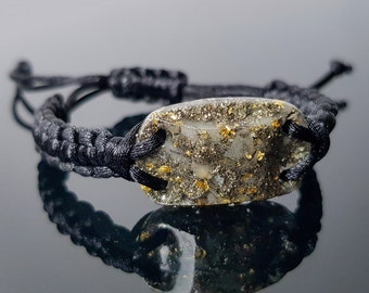 Bracelet en pyrite et orgonite en or 24 carats, orgone phosphorescent, puissant talisman d'attraction de la richesse et de l'argent, amulette porte-bonheur