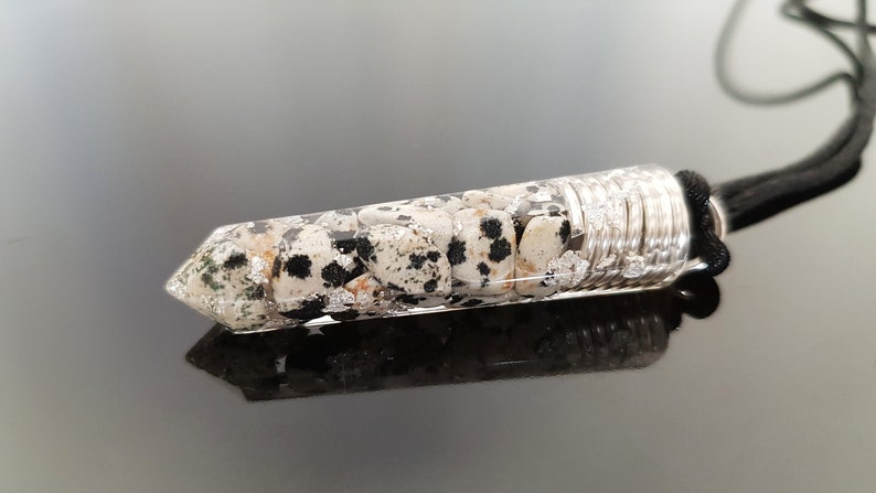 2021 Orgonite pendant depot Dalmatian Jasper with orgone sterling silver