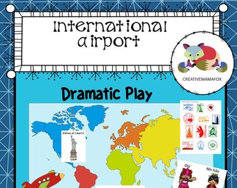 Instant Download Airport Dramatic Play Printables/ Preschool Activities/ Travel the Continents/Explore famous landmarks/