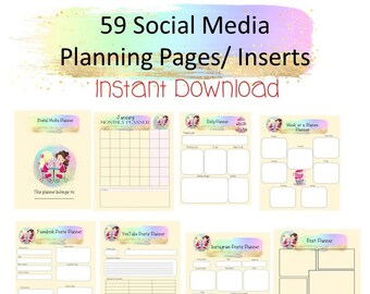 Social Media Planner/ Instagram Posts Planner/ Social Media Trackers/ YouTube, Facebook, Tik Tok content planner/ Social Media Agenda