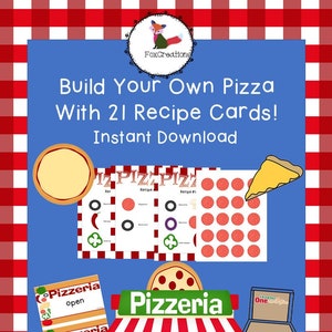 Build Your Own Pizza with Recipe Cards, Pretend play, dramatic play, preschool, homeschool, build vocabulary, Speech Therapy