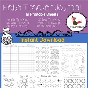 Habit Tracker, Monthly Habit Tracker, Weekly Habit Tracker, Printable Journal Pages