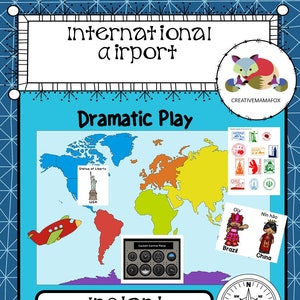 Instant Download Airport Dramatic Play Printables/ Preschool Activities/ Travel the Continents/Explore famous landmarks/