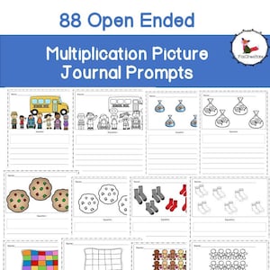 88 Open Ended Math Picture Prompts, Repeated Addition Word Problems, Multiplication Word  Problems, Division Word Problems, Color and Black