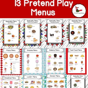 Menús de juegos de simulación para niños, juego de teatro, menús de restaurantes para niños