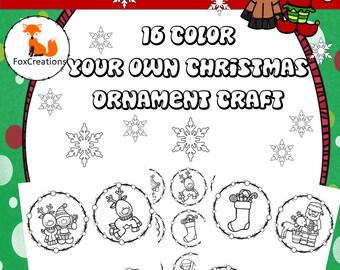 Printable Christmas Ornament Craft, DIY Christmas gift from kids, Classroom party activity, Paper Ornament Craft, Christmas craft/