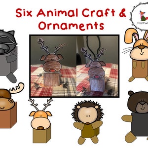 Six Woodland Animal Ornaments  & Craft, Printable Craft, Printable Paper Crafts, Homeschool, Afterschool Craft, Coloring Craft