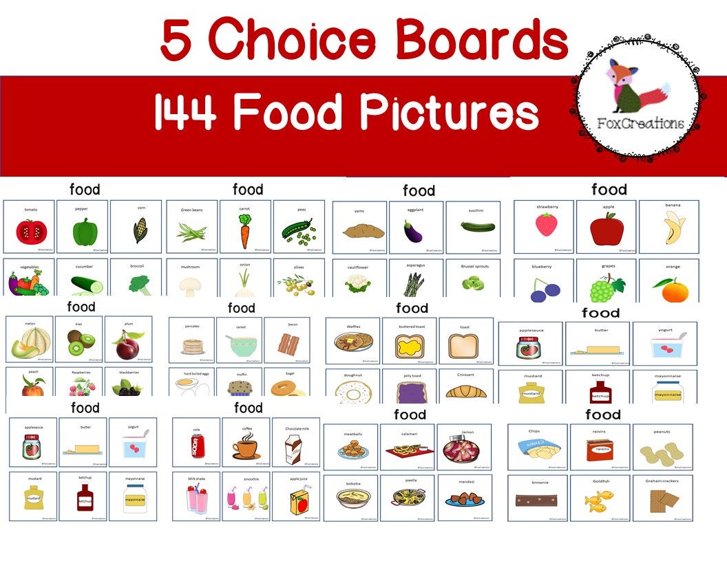 Food Choice Boards, Visual Board Communication, Special Needs, Food ...