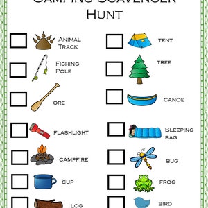 Camping Printable Games Scavenger Hunt, Boogle, Word Search, Battle Fish Family Fun image 5