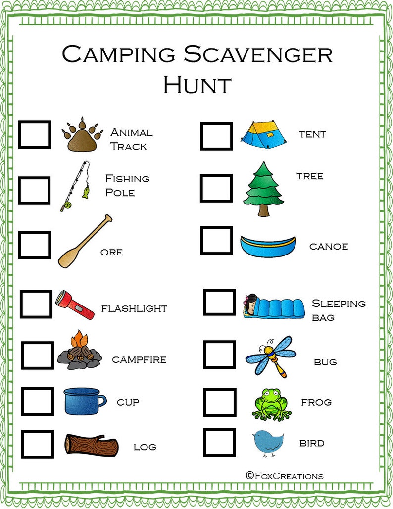 Camping Printable Games Scavenger Hunt, Boogle, Word Search, Battle Fish Family Fun image 5