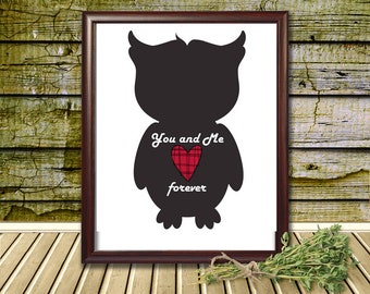 Owl You and Me forever Art print/ Instant download/ family art/ marriage / engagement /gift/ Anniversary Gift