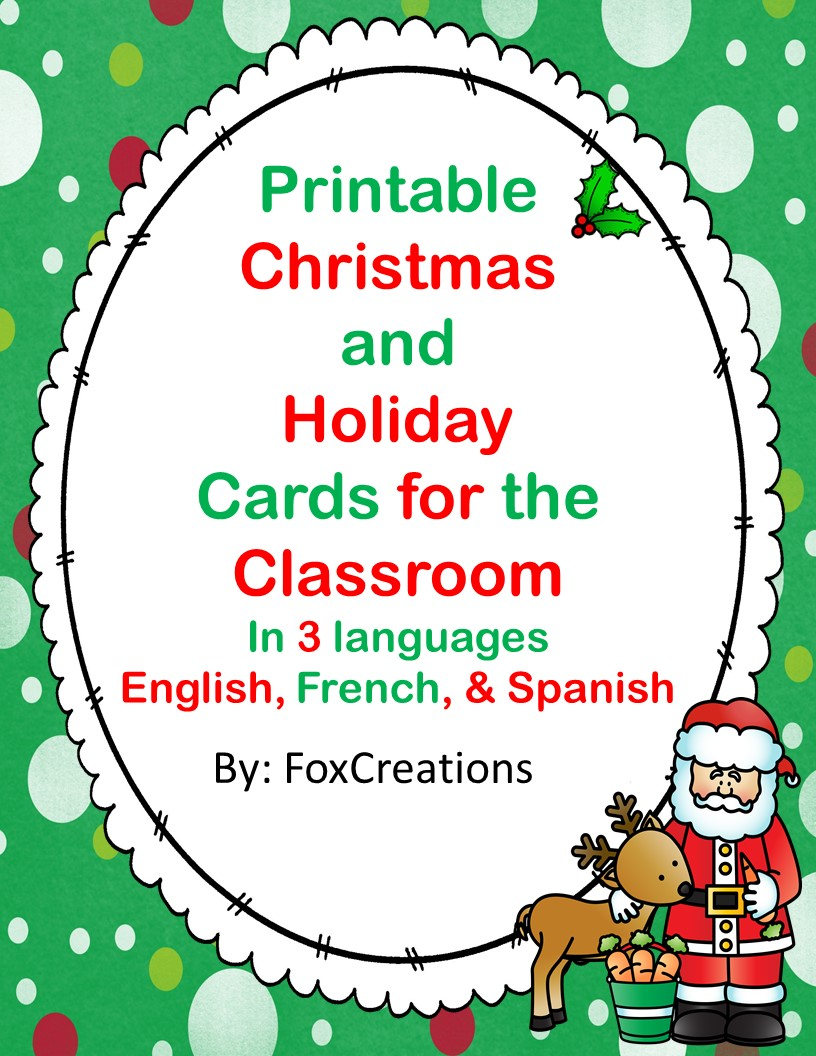 Printable Christmas Cards for the Classroom 3 Languages Classroom Party - Etsy printable-christmas-cards-for-the-classroom-3-languages-classroom-party-etsy