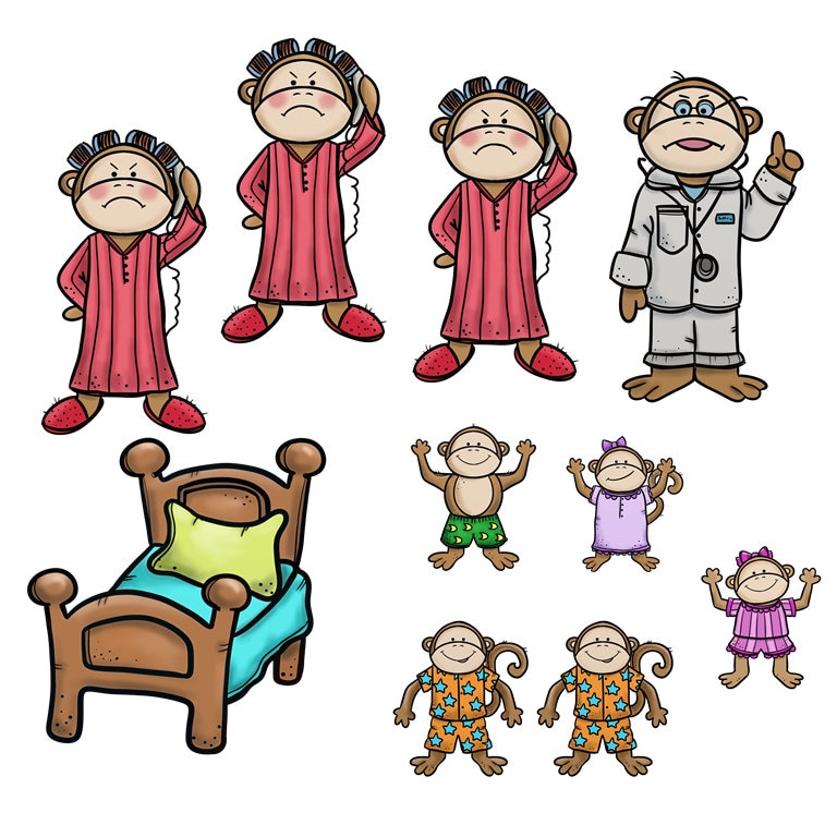 Five Little Monkeys Jumping on the Bed - Etsy