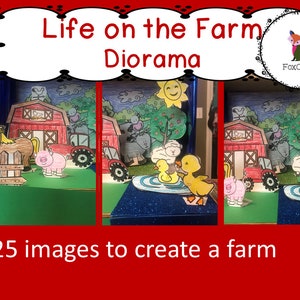 Life on a Farm Diorama Craft, Shoe box Craft, Life on the Farm Craft, Color, Cut and Create Craft, Back to School, Farm Theme Craft