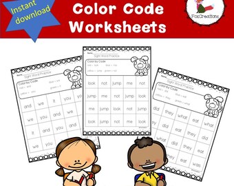 Sight Word Practice Worksheets/ High Frequency Words/ Early Literacy Practice/18 Color the Sight Word printable worksheets/ Beginner Readers
