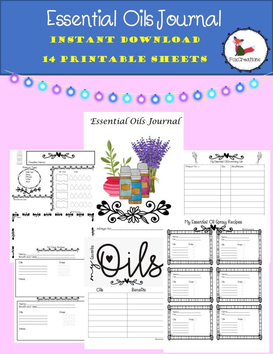 Essential Oil Journal Inserts/aromatherapy Recipe Journal/ Essential