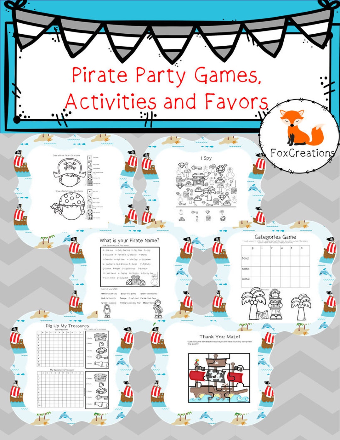 Pirate Birthday Party Games Activities and Favors /instant Download ...